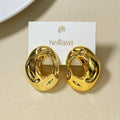 Fluid Hollow Oval Gold Statement Earrings Nestasia