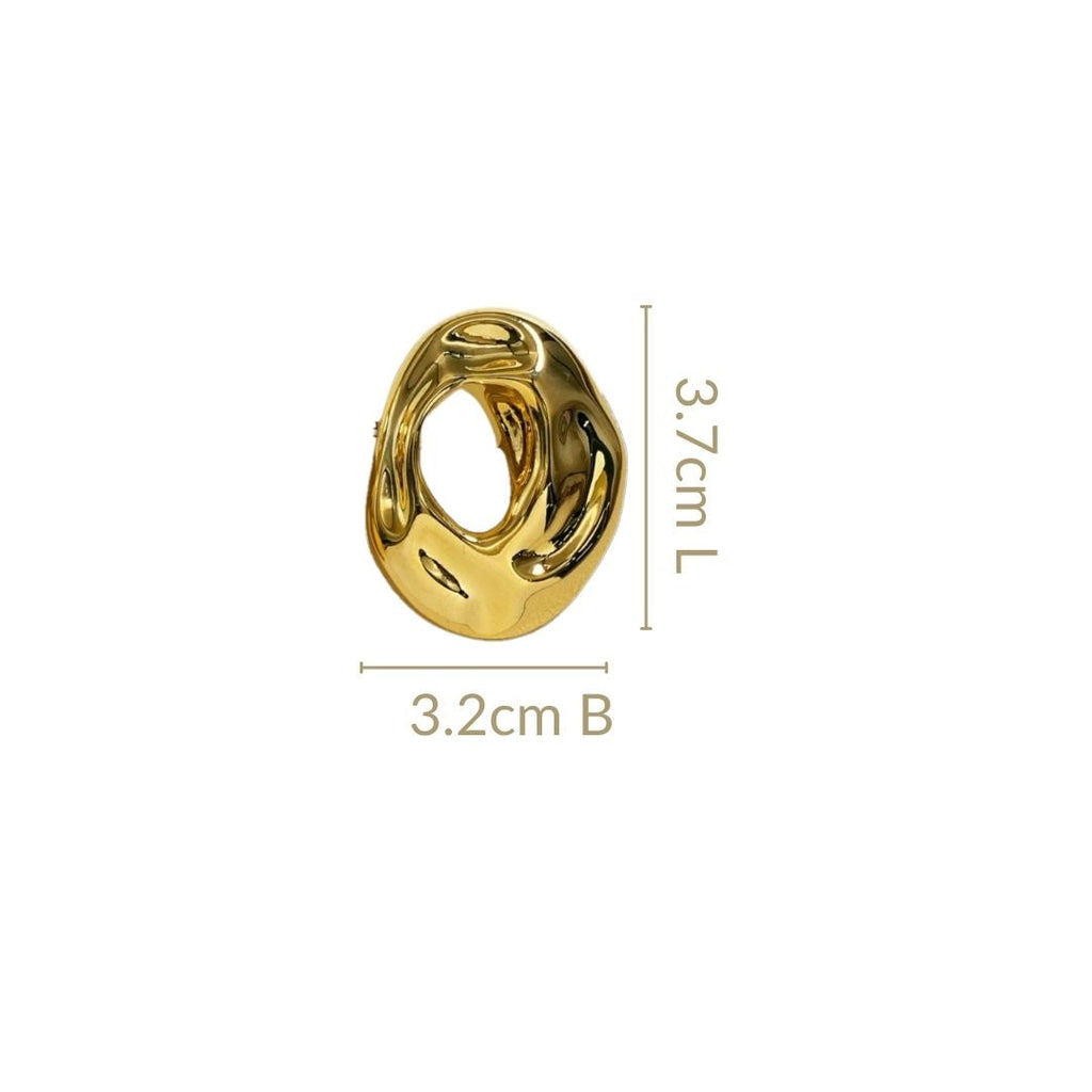 Fluid Hollow Oval Gold Statement Earrings Nestasia