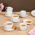 Fluted Ceramic Small Tea Cup And Saucer Set Of 6 100ml Nestasia