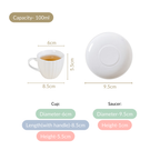 Fluted Ceramic Small Tea Cup And Saucer Set Of 6 100ml Nestasia