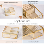 Fluted Lid Multi Section Glass Jewellery Box Nestasia