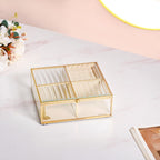 Fluted Lid Multi Section Glass Jewellery Box Nestasia
