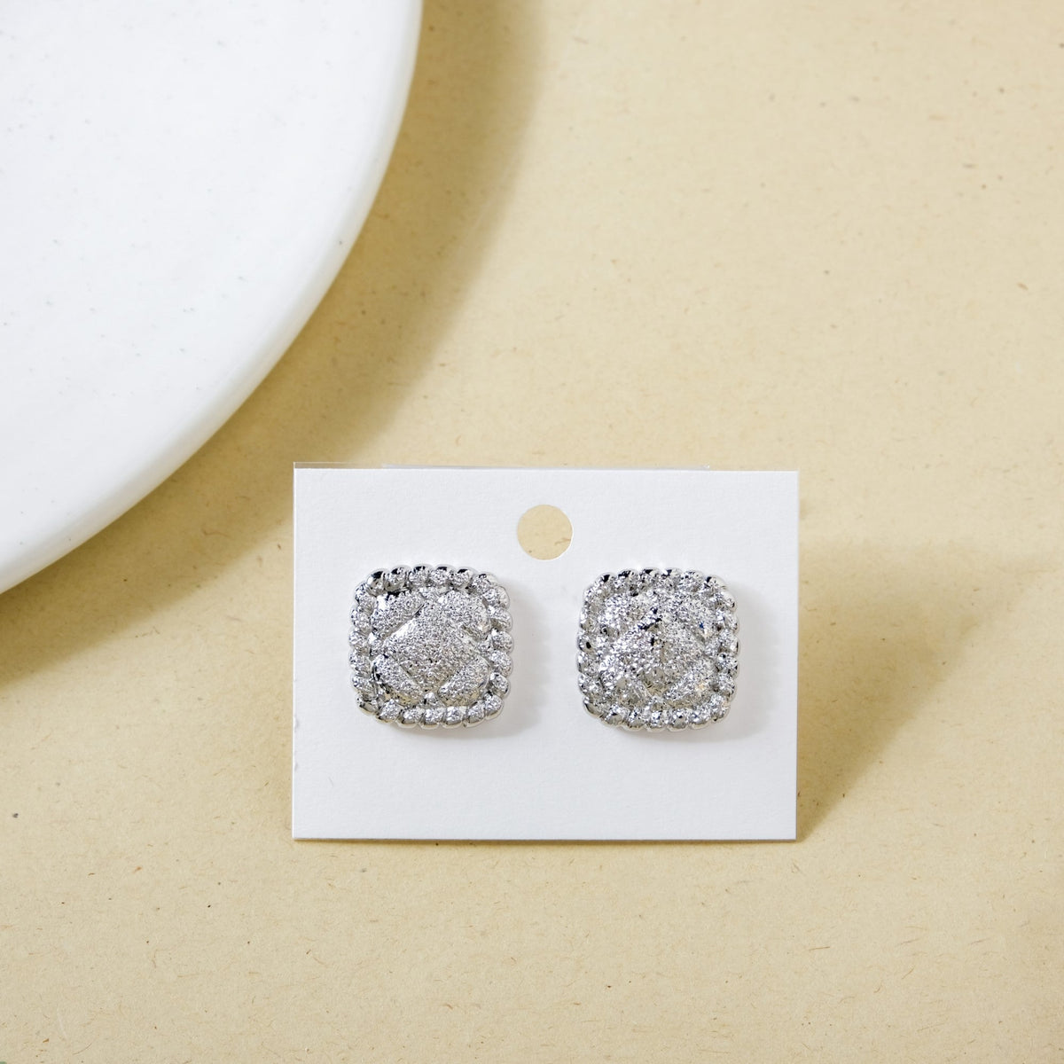 Ornate Foil Imprint Studs Silver Nestasia
