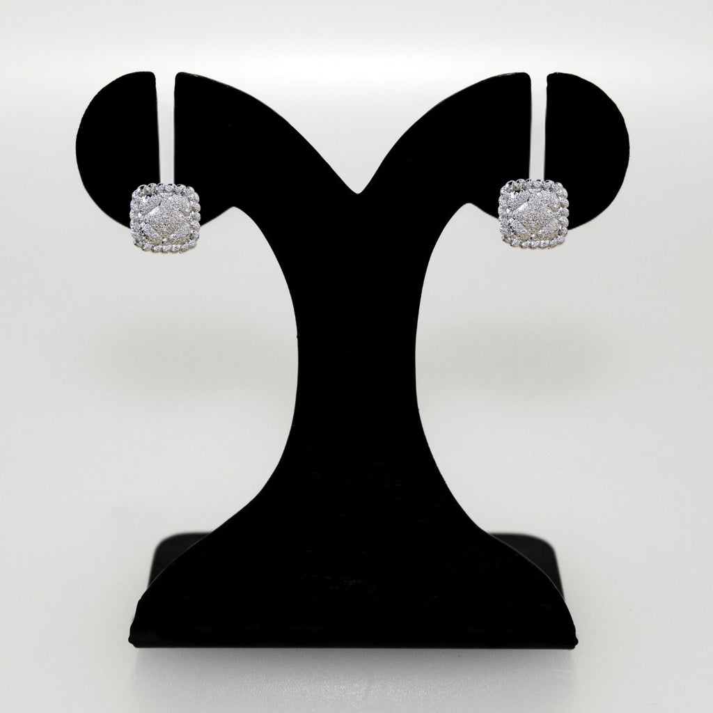 Ornate Foil Imprint Studs Silver Nestasia