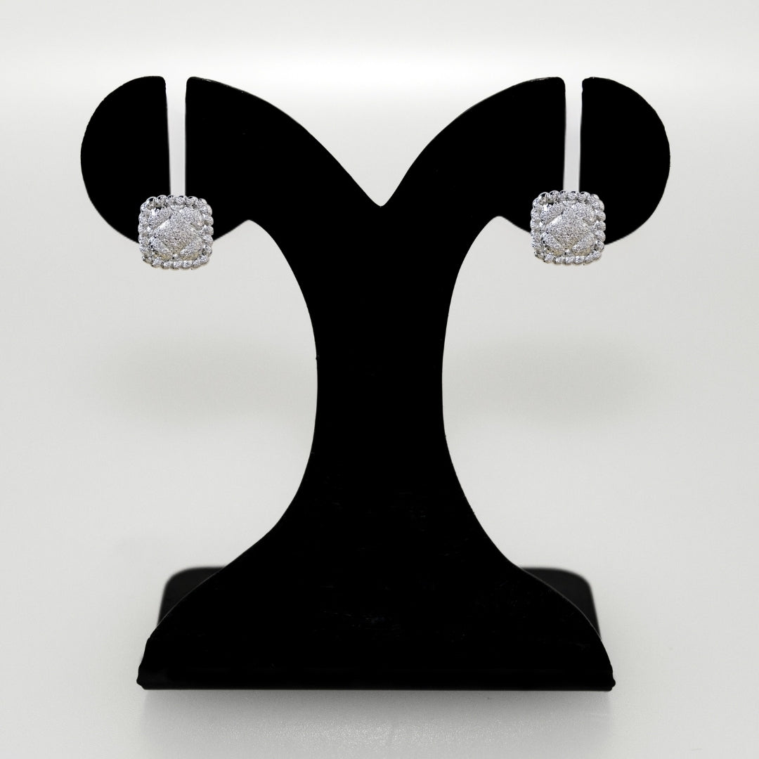 Ornate Foil Imprint Studs Silver Nestasia