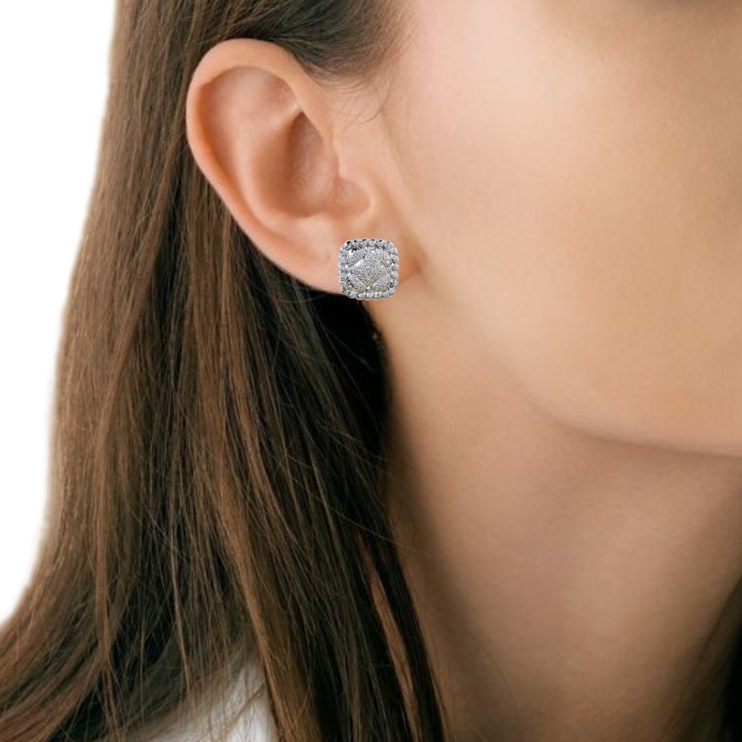 Ornate Foil Imprint Studs Silver Nestasia