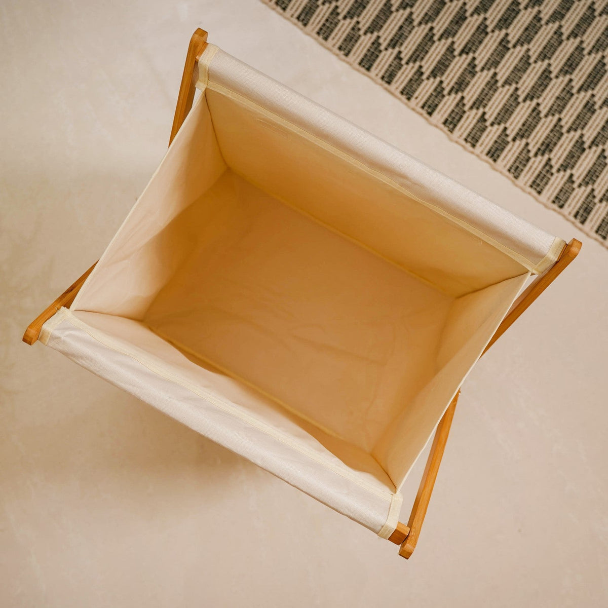 Foldable Bamboo Laundry Basket Off White Nestasia