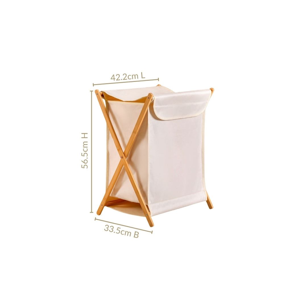 Foldable Bamboo Laundry Basket Off White Nestasia