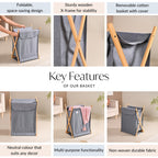 Foldable Cloth Laundry Basket Grey Nestasia