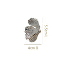 Folded Ginkgo Leaf Statement Earrings Silver Nestasia