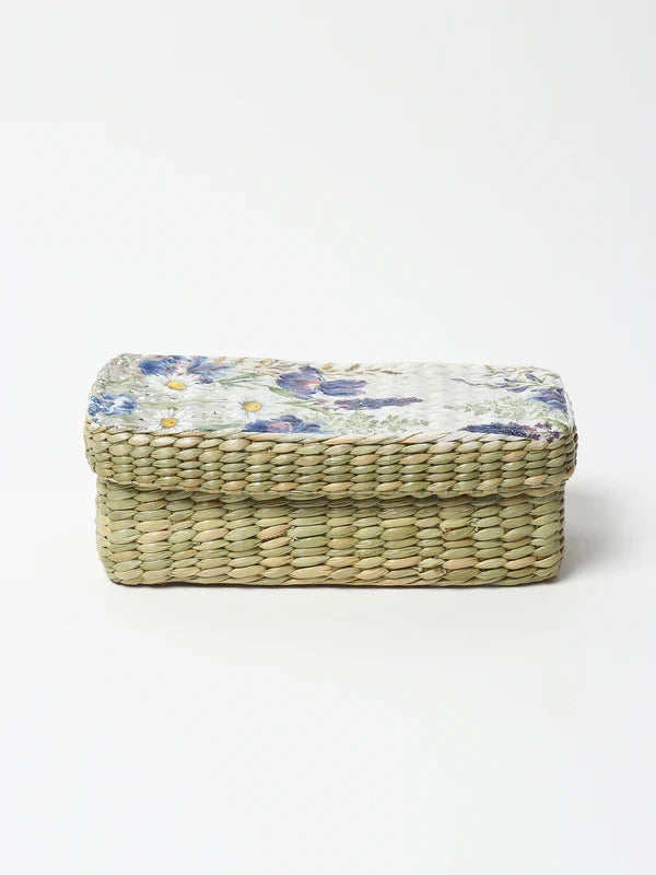 Handmade Long Seagrass Lid Box for Closet & Wardrobe Organization
