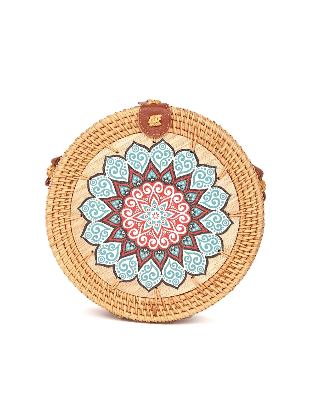 Handwoven Round Rattan Sling Bag for Beach, Travel, and Casual Outfits