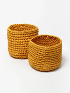 Set of 2 Natural Cotton Basket for Planters & Living Room Storage