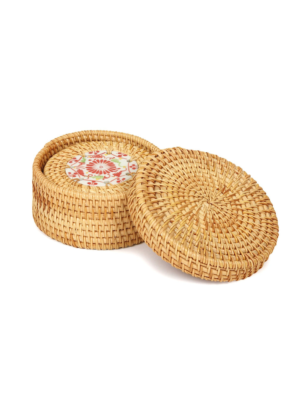 Handwoven Rattan Coasters Set for Tabletop, Dining, and Drink Protection