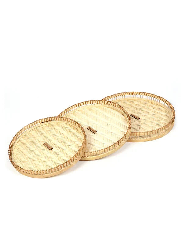 Natural Bamboo Set of 3 Tray for Gifting, Serving, and Multipurpose Use