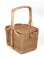 Portable Wicker Picnic Basket Handmade for Lunch, Snacks & Food Carry