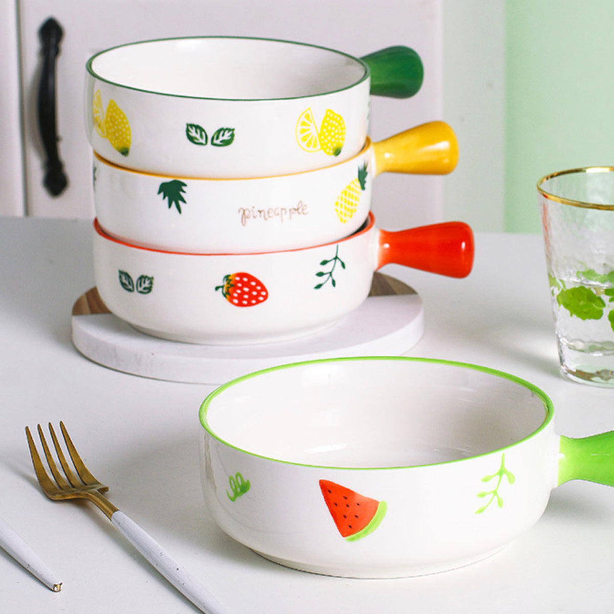 Fruit Printed Bowl With Handle Nestasia