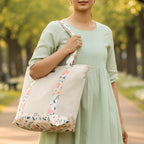 Summer Meadow Large Canvas Zipper Tote Bag Nestasia