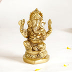 Ganesh Laxmi Pure Brass Statue Set Of 2 11cm Nestasia