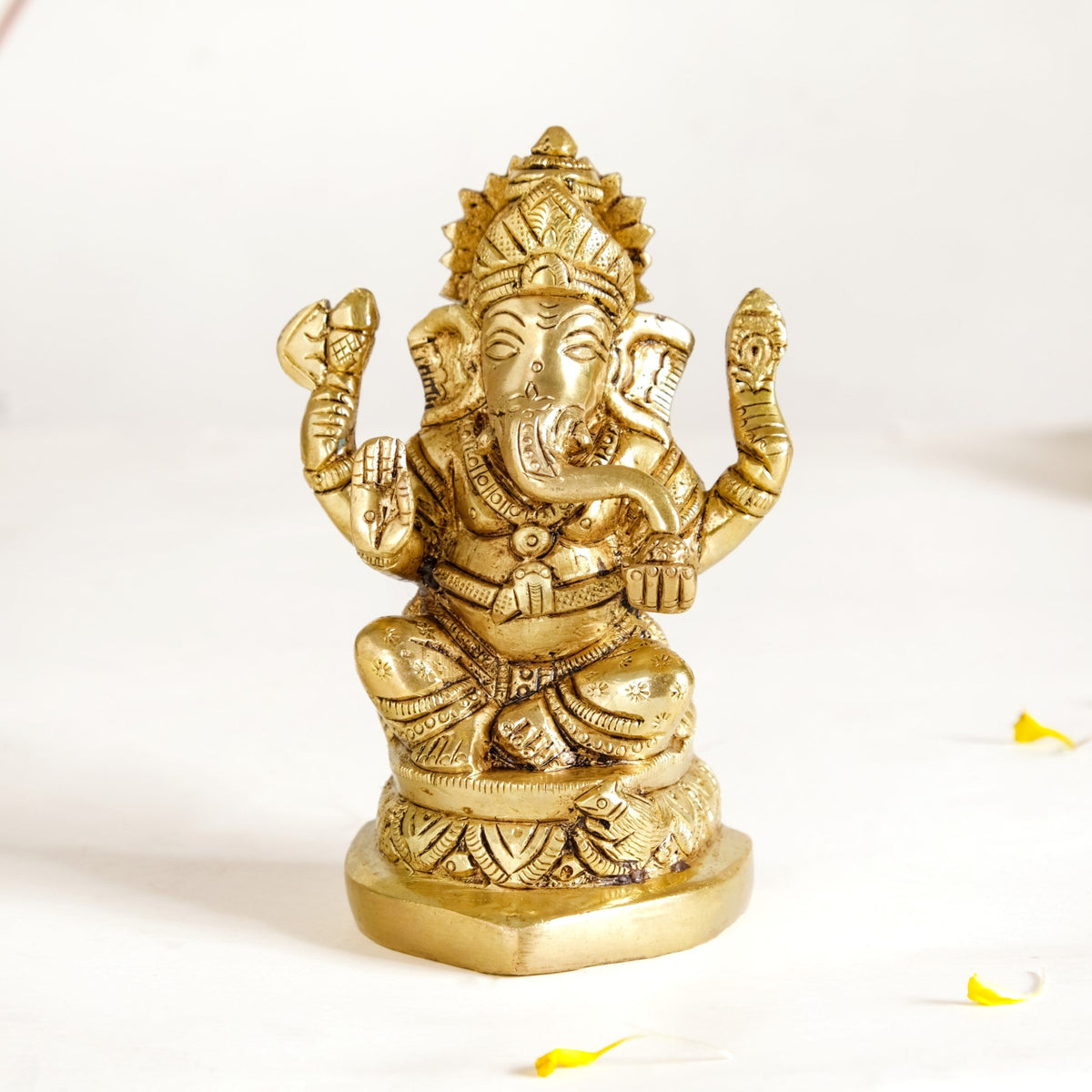 Ganesh Laxmi Pure Brass Statue Set Of 2 11cm Nestasia