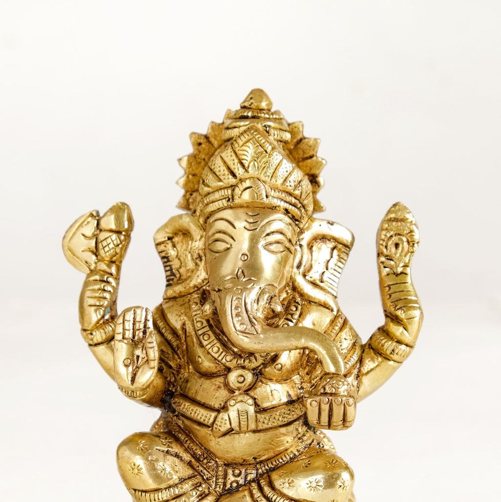 Ganesh Laxmi Pure Brass Statue Set Of 2 11cm Nestasia