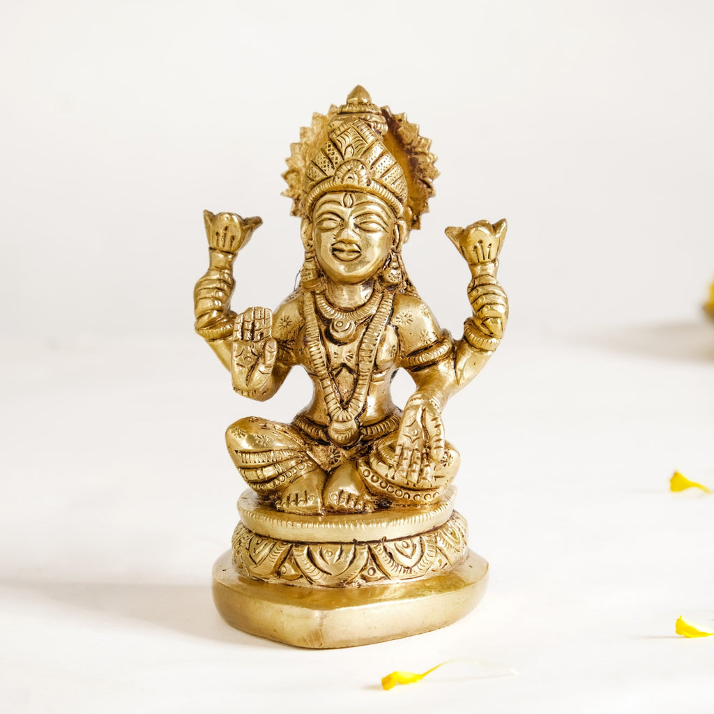 Ganesh Laxmi Pure Brass Statue Set Of 2 11cm Nestasia