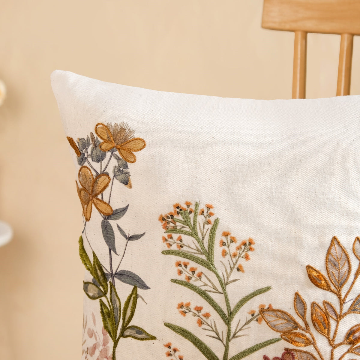 Garden Bloom Embroidered Cushion Cover 40x40cm Nestasia