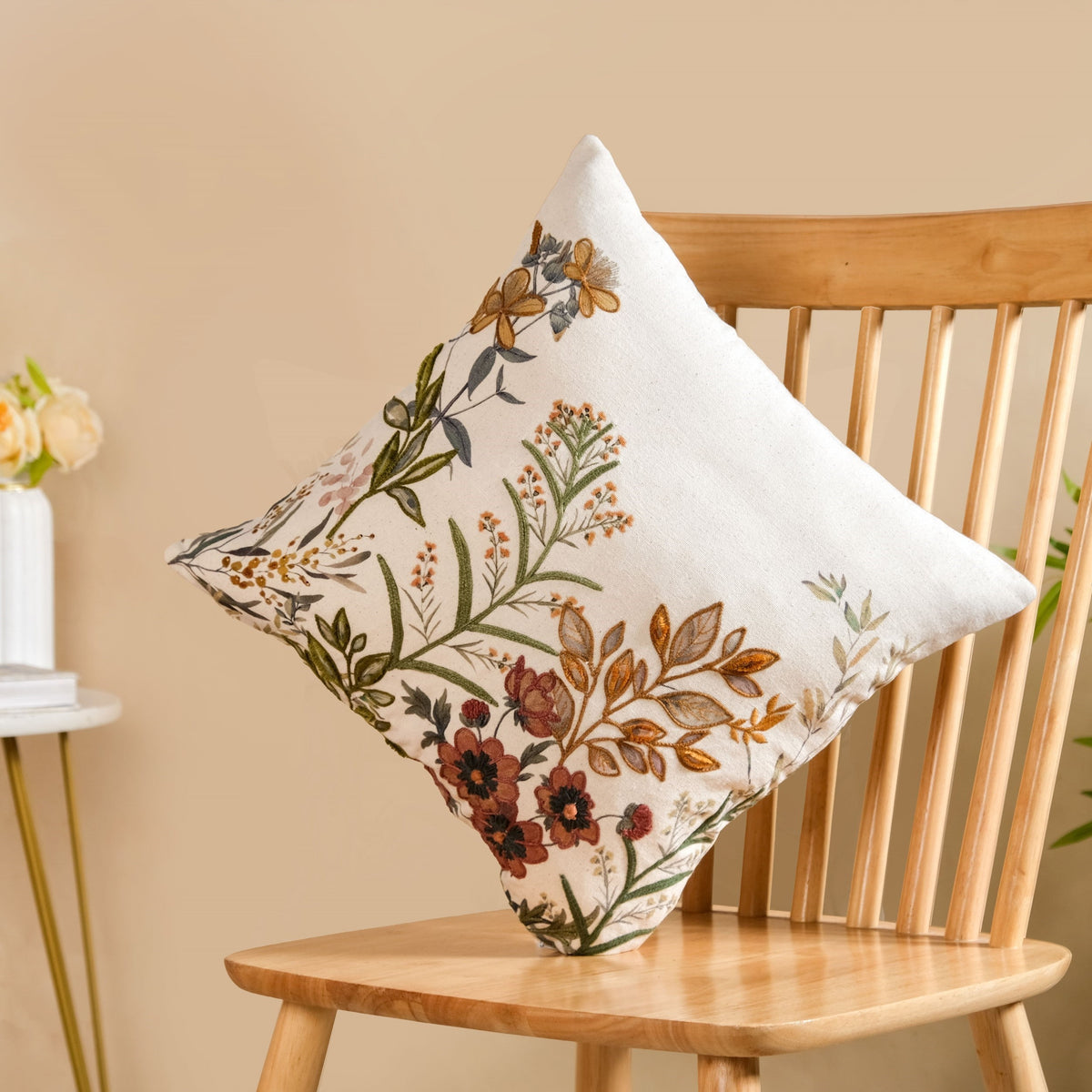 Garden Bloom Embroidered Cushion Cover 40x40cm Nestasia