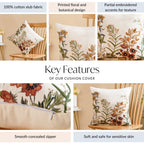 Garden Bloom Embroidered Cushion Cover 40x40cm Nestasia
