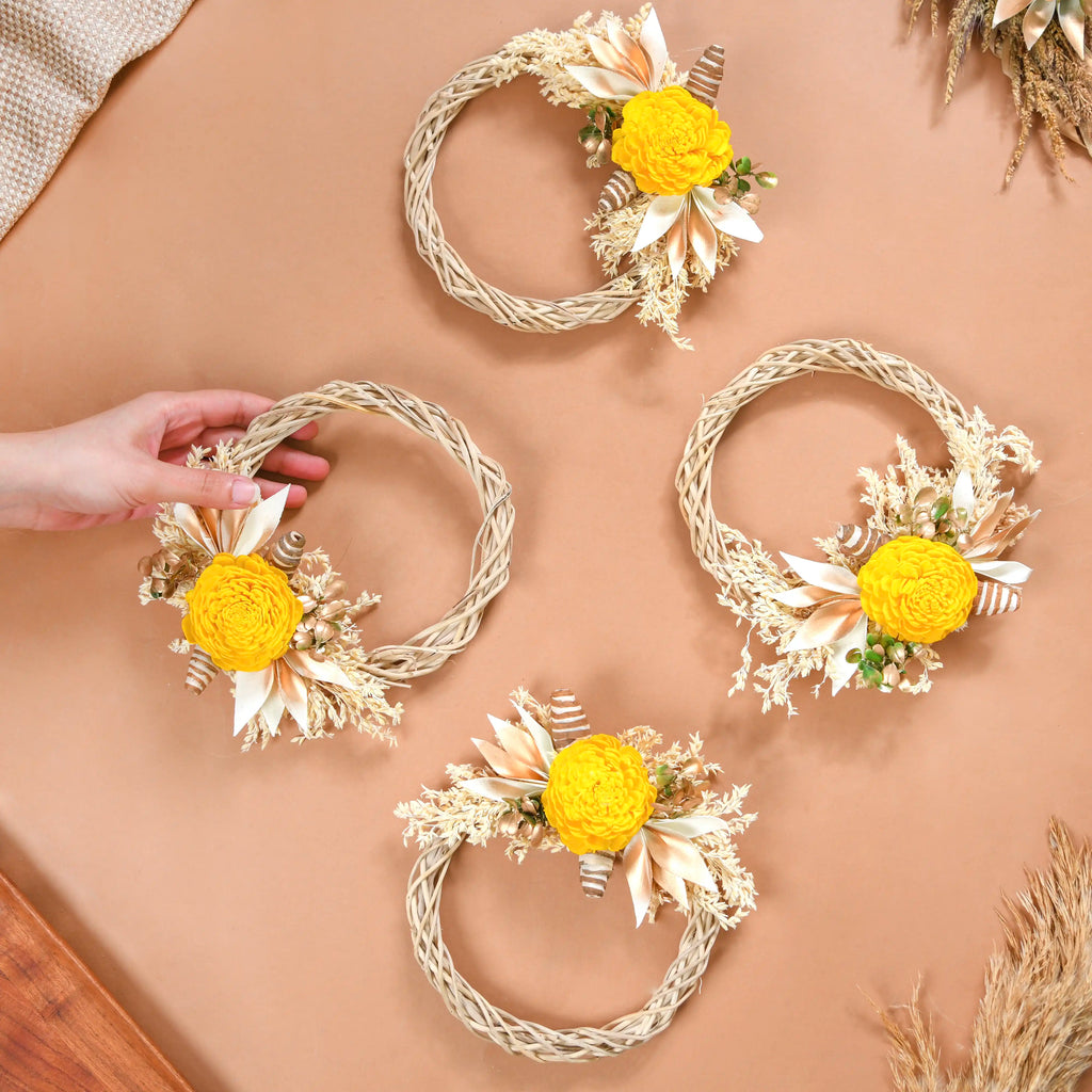 Mini Floral Garland Wreath For Wall Decor Set Of 4 Nestasia