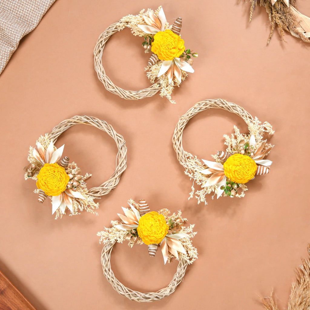 Mini Floral Garland Wreath For Wall Decor Set Of 4 Nestasia