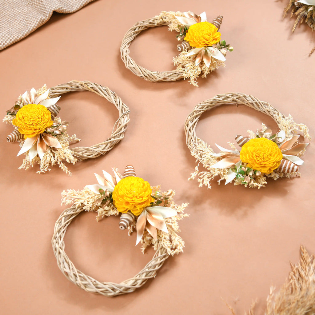 Mini Floral Garland Wreath For Wall Decor Set Of 4 Nestasia