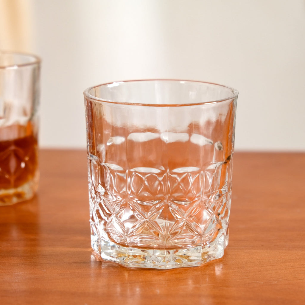 Geometric Embossed Scotch Glass Large Set Of 6 310ml Nestasia