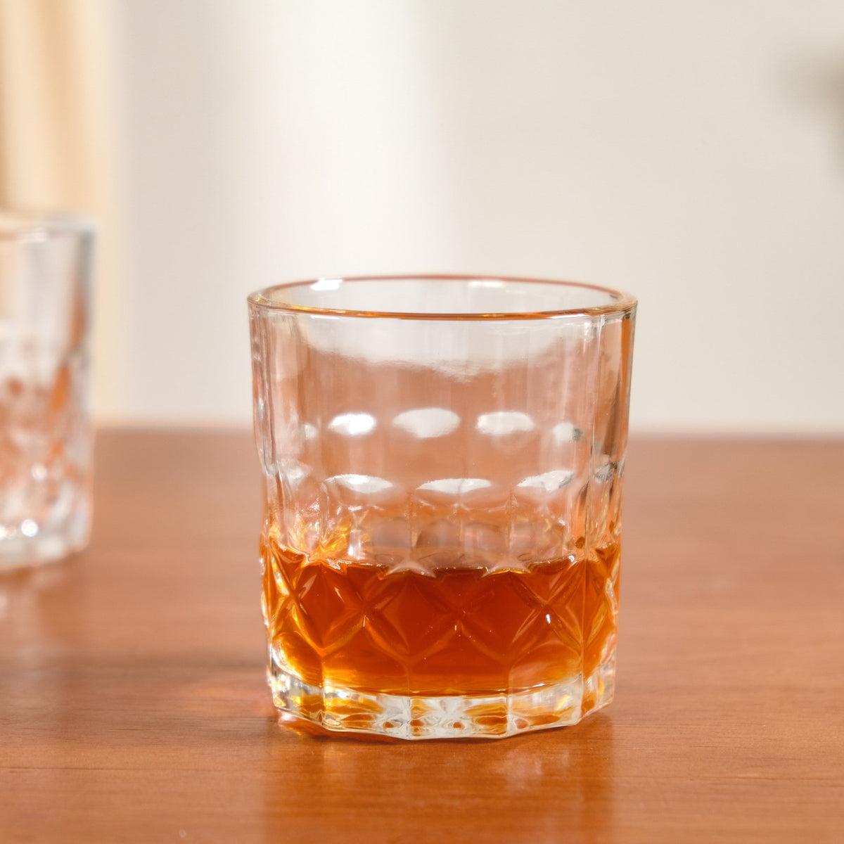 Geometric Embossed Whiskey Glass Set Of 6 230ml Nestasia