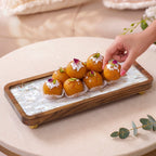Acacia Serving Platter With Mother Of Pearl 35x15cm Nestasia