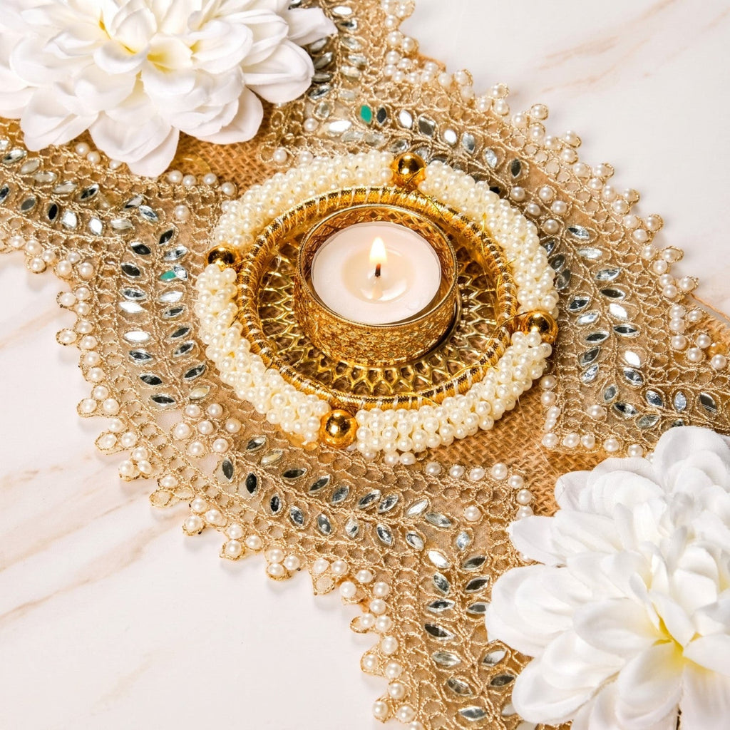 Gilded Garden Table Tealight Runner Nestasia