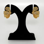 Folded Ginkgo Leaf Statement Earrings Gold Nestasia