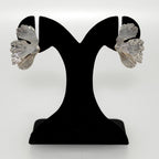 Folded Ginkgo Leaf Statement Earrings Silver Nestasia