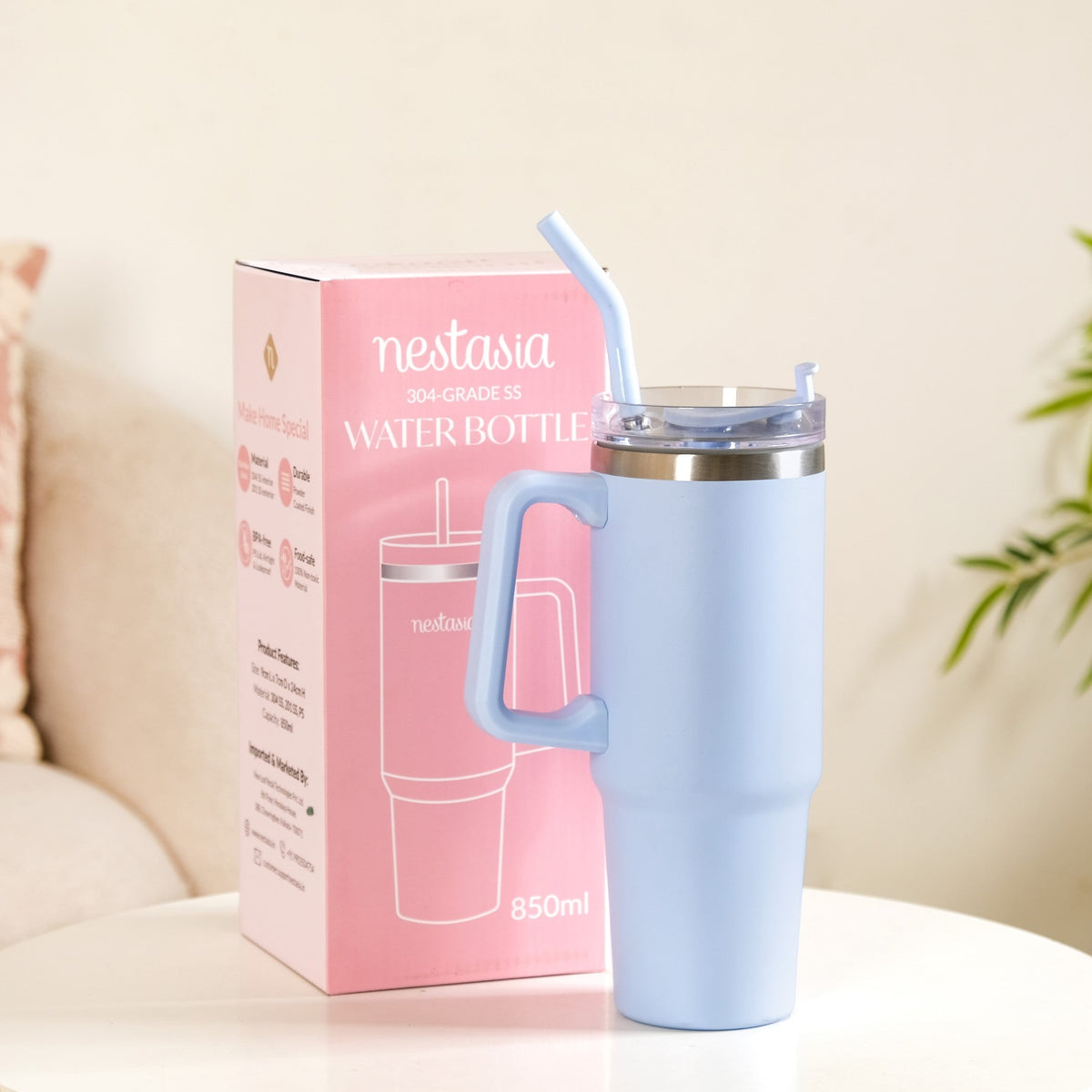 Glacio Leakproof Insulated Water Tumbler With Handle Arctic Blue 850ml Nestasia