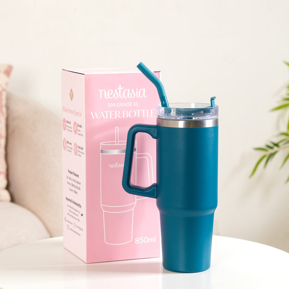 Glacio Double Wall Hot And Cold Sipper Bottle For Travel Teal Tide 850ml Nestasia