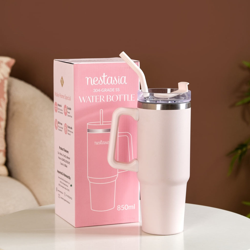 Glacio Double Wall Insulated Trending Sipper Water Bottle Moonbeam White 850ml Nestasia
