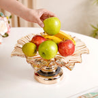 Decorative Crystal Glass Platter With Metal Stand Nestasia