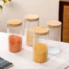 Set Of 4 Tall Fluted Borosilicate Airtight Glass Jar 1500ml Nestasia