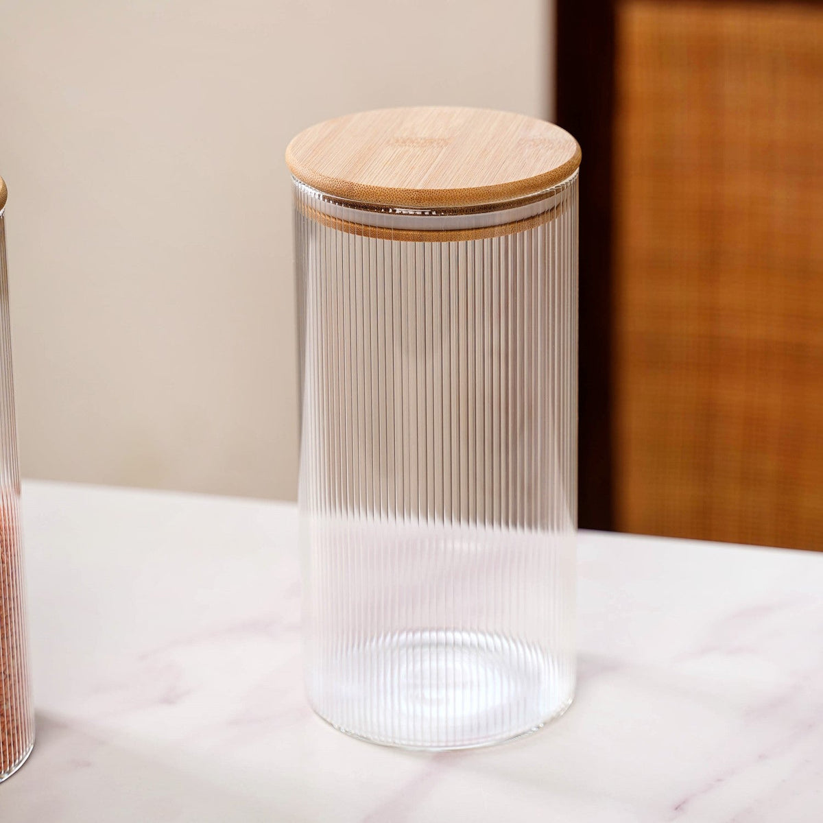 Set Of 4 Tall Fluted Borosilicate Airtight Glass Jar 1500ml Nestasia