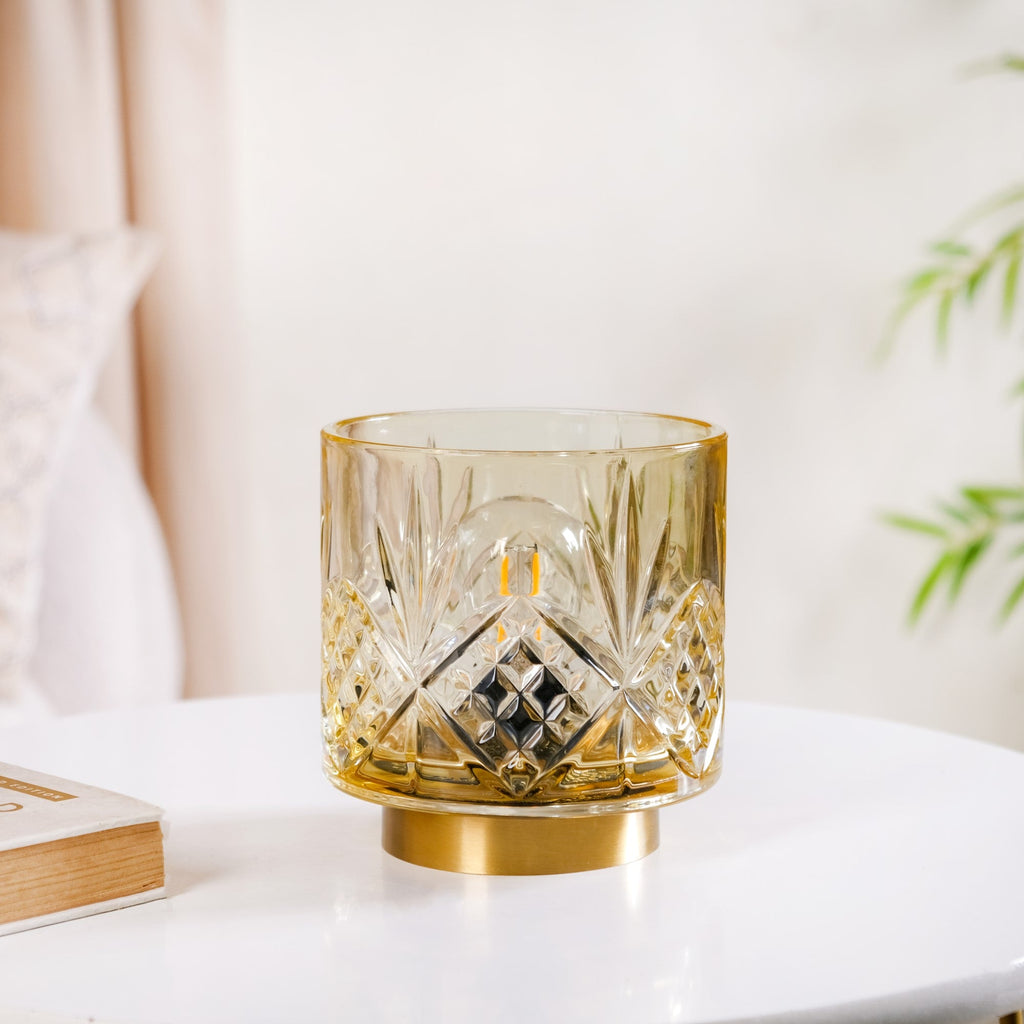 Diamond Cut Glass Decor Lamp Wireless Battery Operated Nestasia