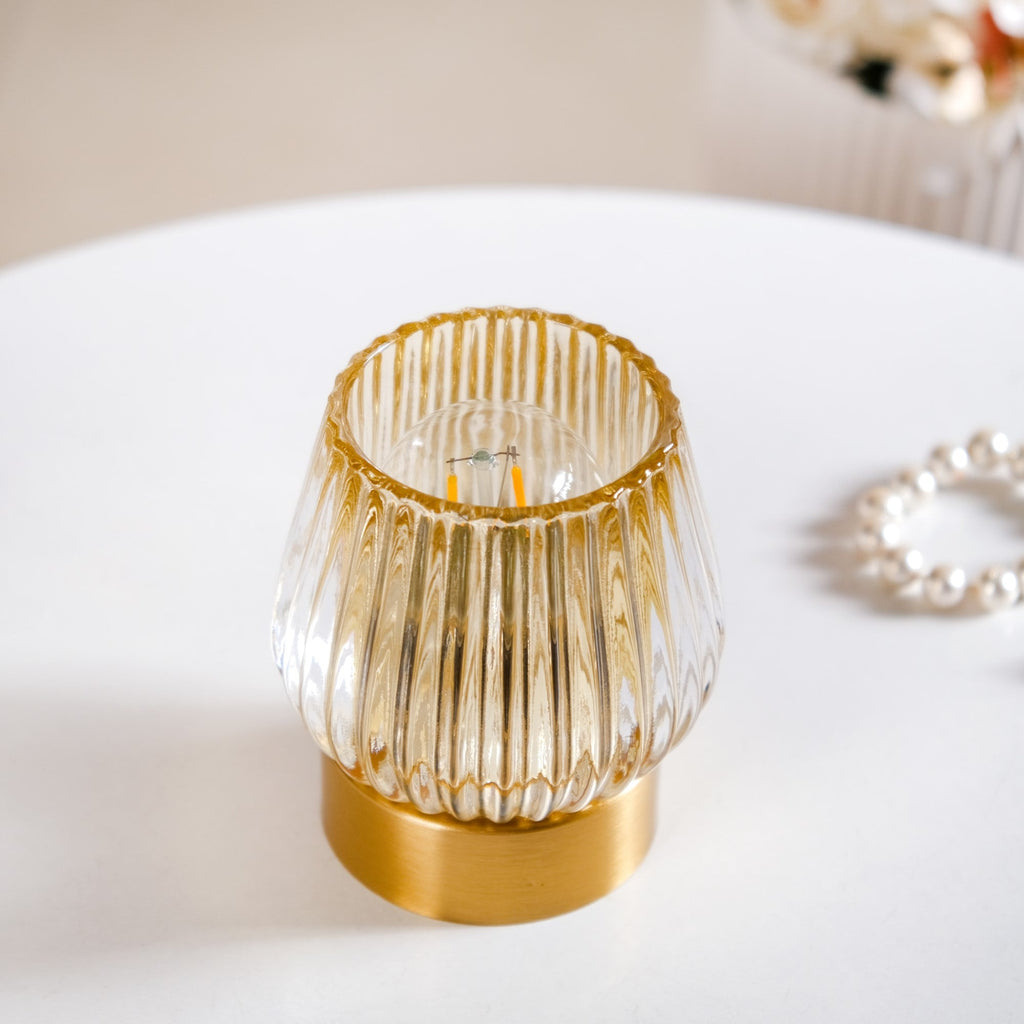 Yellow Tulip Glass Portable Lamp With Edison LED Bulb Nestasia
