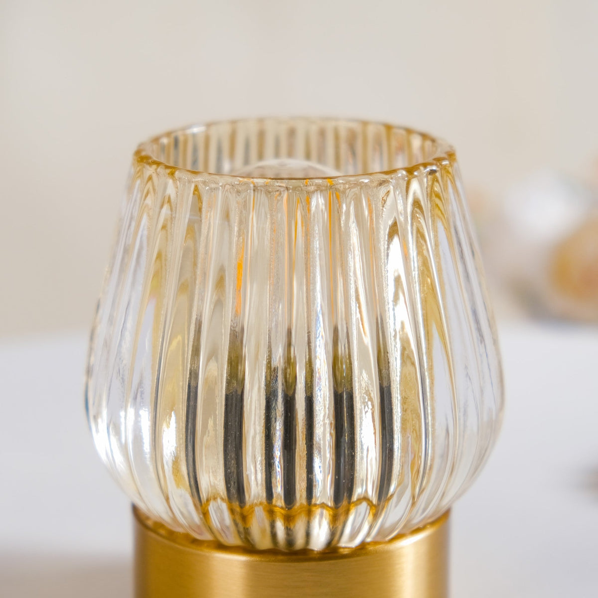 Yellow Tulip Glass Portable Lamp With Edison LED Bulb Nestasia