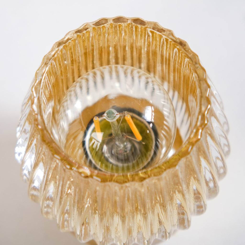 Yellow Tulip Glass Portable Lamp With Edison LED Bulb Nestasia