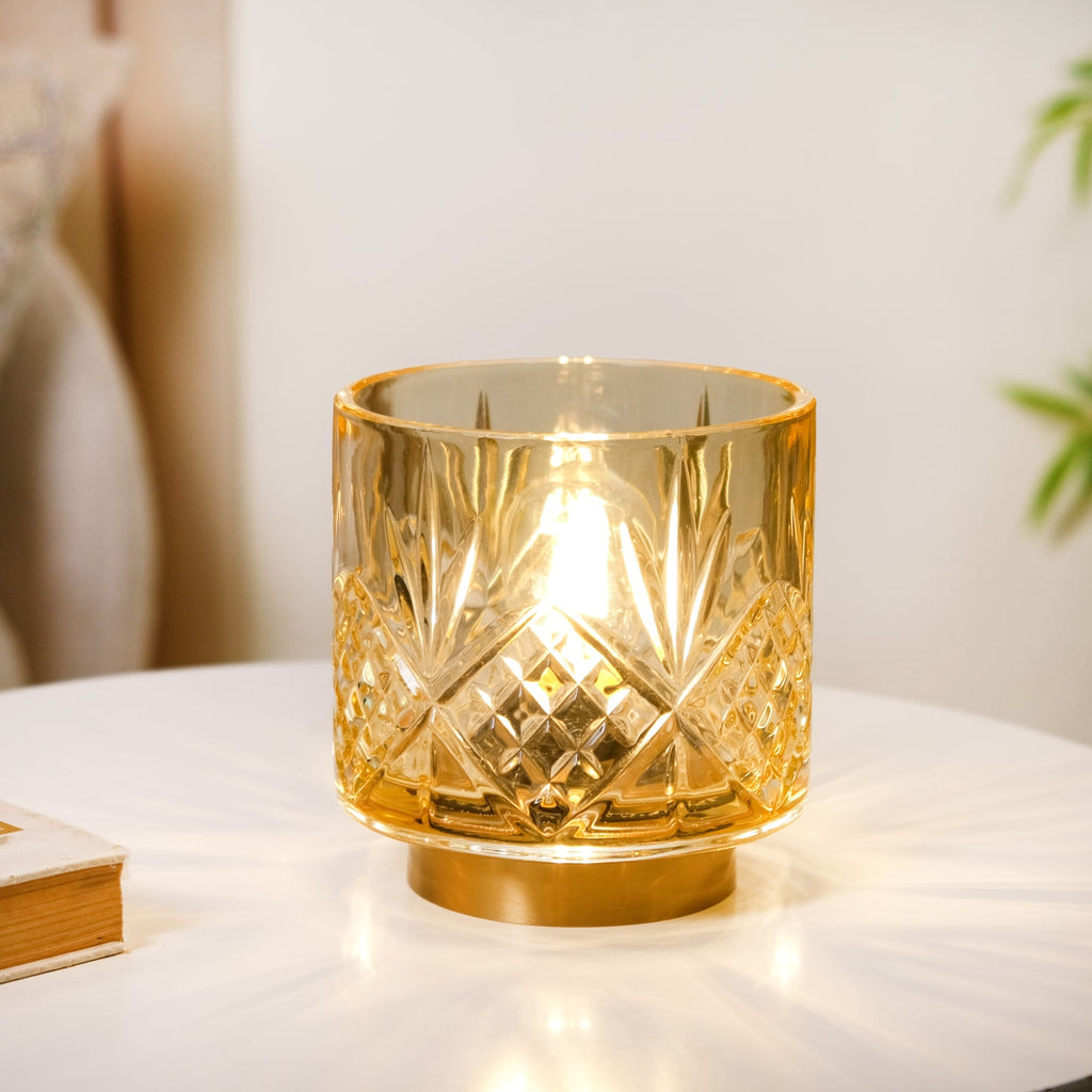 Diamond Cut Glass Decor Lamp Wireless Battery Operated Nestasia