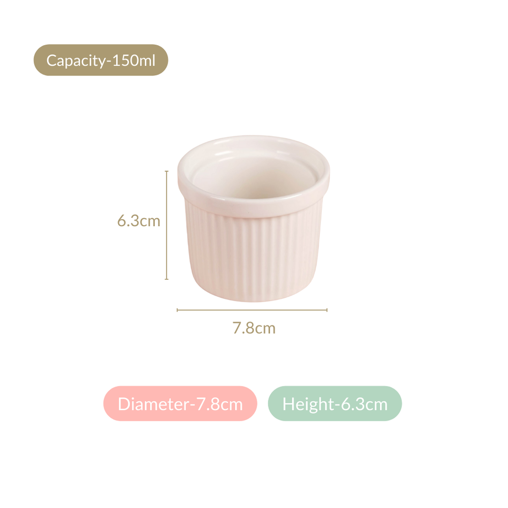 White Baking Ceramic Ramekin Set Of 6 150ml Nestasia